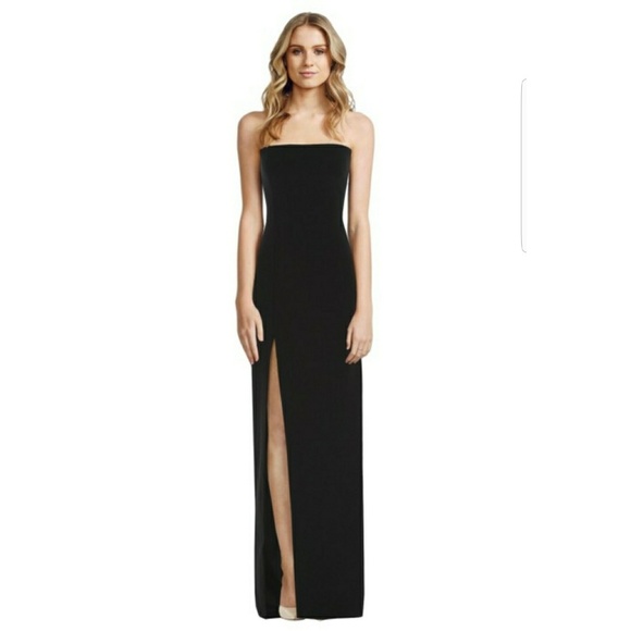 strapless maxi dress with side split